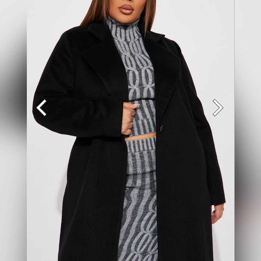 Fashion Nova Faux Wool Black Coat